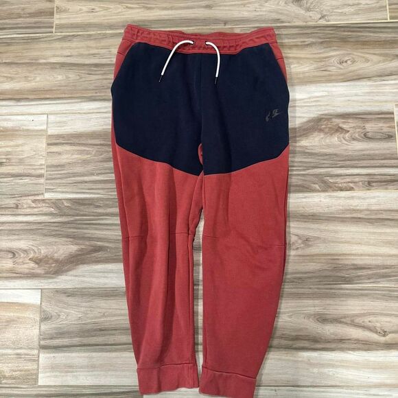 red and dark blue nike tech fleece sweatsuit hoodie and pants - Picture 5 of 7